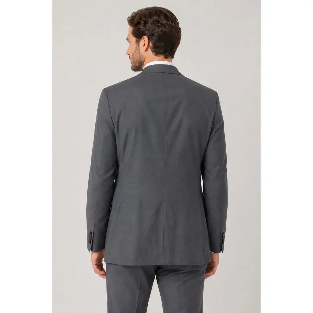 Saks Fifth Avenue Two Button Wool Blend Suit Jacket Blazer Men Size 44L Grey New